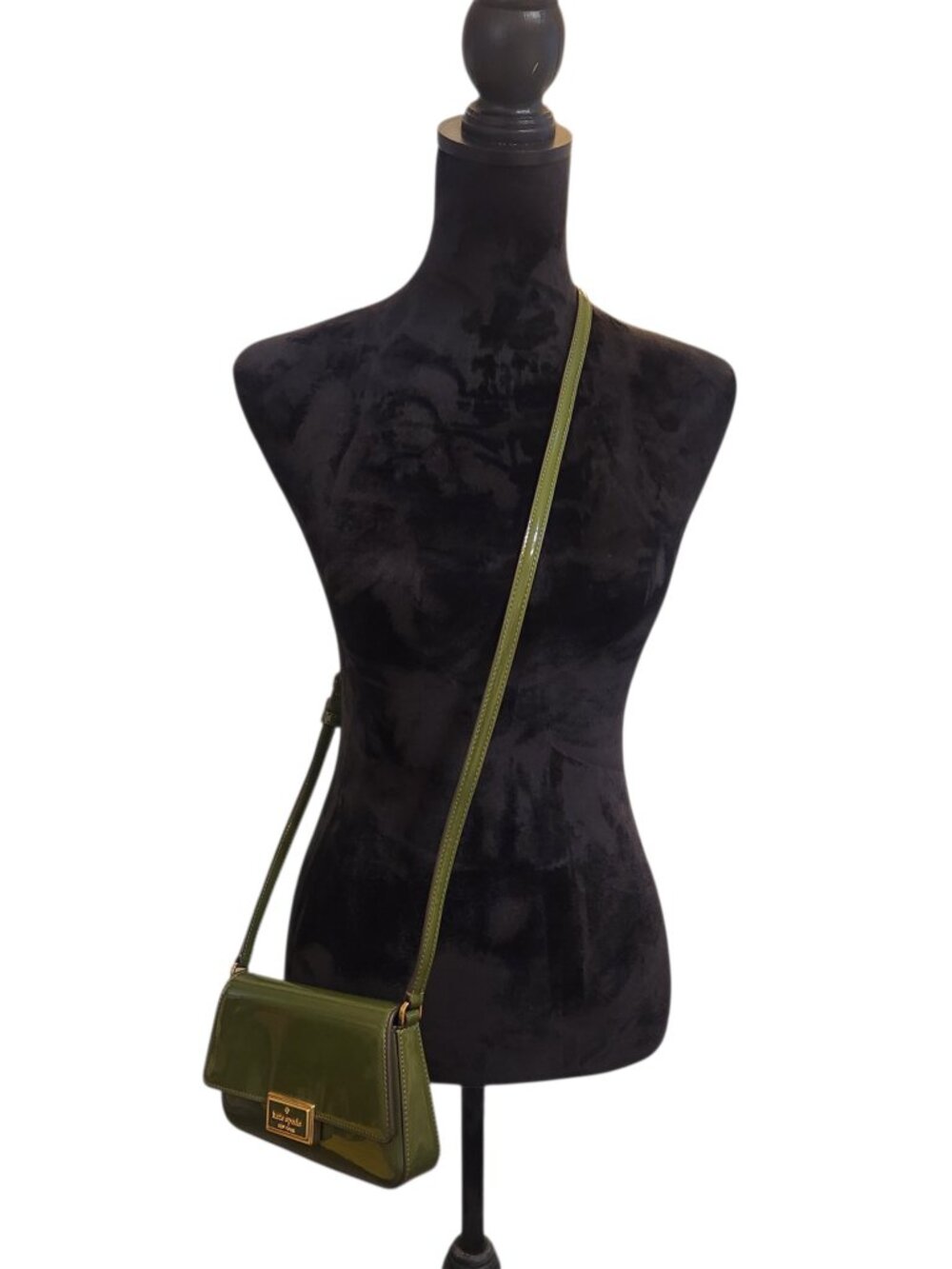 NWOT Kate Spade Olive Green Reegan Patent Mini Flap Crossbody